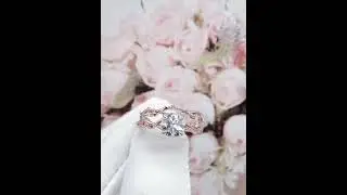 .2ct Vintage Moissanite Engagement Ring Set,Twisted Ring Set,Leaf and Vines Moissanite Bridal Set