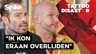 Man BESCHADIGDE TATTOO: “VLEESETENDE BACTERIE opgelopen ” | Tattoo Disaster Gefixt