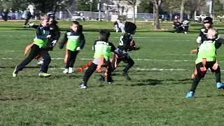 BRETT ALMOST SCORES FOR THE RAVENS BUT ISAIAH MAKES THE TOUCHDOWN SAVING FLAG PULL FOR THE EAGLES.