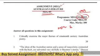 MEG 09 Solved Assignment 2024-25 | MEG 09 Solved Assignment 2025 pdf | MEG 09 MA English Assignment
