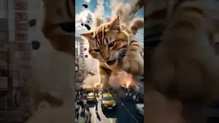 Giant Cat Goes Full Rampage Mode in Bangkok 🐾🚗💥 #giantcat #catzilla #angrycat
