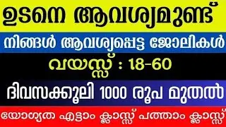 Job Vacancy Kerala Today 2025 | Kerala Job Vacancy Malayalam