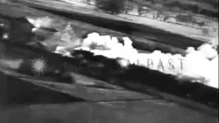 Allied airplanes strafe German targets and down German fighters over Europe.