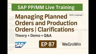 SAP PP SAP MM Live Training | EP 87 | Управление плановыми и производственными заказами | Демонст...
