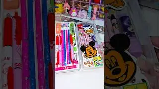 Filling my pencil box with disney stationery ✨️ 🎀 #cute #asmr #stationery #shorts #youtubeshorts
