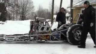 Front Engine Dragster SBC 355 Methanol 6/71 Supercharged first start