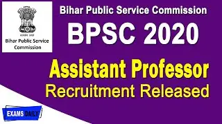 BPSC Recruitment 2020 | BPSC Assistant Professor Vacancy 2020| Bihar Govt Jobs 2020