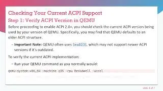 How to Enable ACPI 2.0+  Support in QEMU for 64-bit Systems