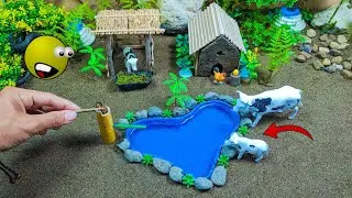 how to make diy diorama | mini cow shed | how to make aquarium for animals supply @Kpkuring