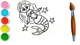 Mermaid Drawing for beginner | How to draw mermaid for kids | Coloring Painting | Toddlers #mermaid
