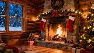 Cozy Winter Jazz Ambience 🎄 Fireplace and Snow | Christmas & New Year Music for Relax, Study, Sleep