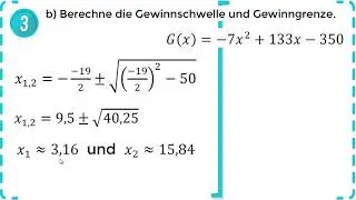 Erlöse, Kosten und Gewinn im Angebotsmonopol - Quadratische Funktionen E(x), K(x), G(x) - Übung 5