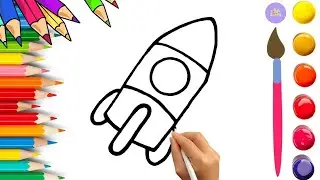 How To Draw cute Rocket Drawing, Painting & Coloring For Kids and Toddlers_🌈🎨