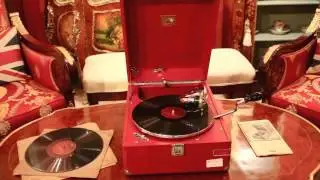 Vintage Portable HMV Gramophone Mod 102 Red