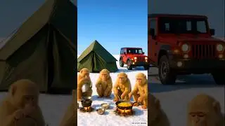 Barfile Maidan Mein Charon Bandar Chai Aur Pohe Banaa Rahe Hote Hain 😱 #viralvideo #monkey #cooking