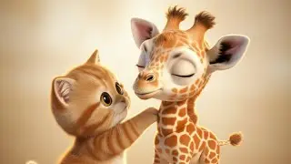 Kitten & Giraffe: The Calmest Hug in the Savanna