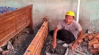 beautiful standard technique of building 4-hole brick wall with cement p3