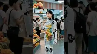 Future of AI: Robot Girl Turns Into Juice Machine at Fruit Bar! 🧃🤖 #robot #robots #ai