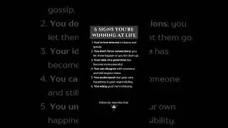 6 signs you&rsquo;re winning. #VERUS #quotes #life #love #motivation #lifelessons #trending #viral #shorts