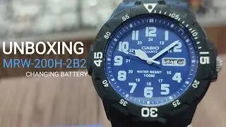 UNBOXING CASIO MRW-200H-2B2 | Battery replacement | Watch stem and crown removing