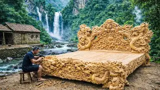 7 years living in isolation in the forest, without electricity, how to make a wooden bed yourself