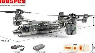 WW2 Technical Electric Osprey Transport Aircraft Building Blocks High-Tech Sets Military Fighte