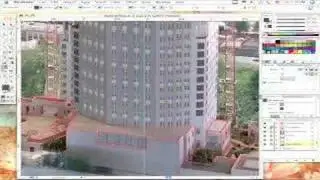 Illustrator process of a city scene