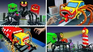 Making ALL BUS EATER Vs HOUSE HEAD Vs LIGHTHOUSE MONSTER Vs CAR EATER With Clay