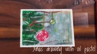 Christmas drawing with oil pastel | Christmas drawing | Christmas Ball| oil pastel drawing