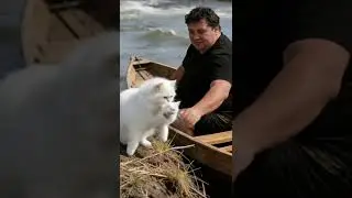 Persian cat Leads Boat, Saves pup from Flood #cat #motheranimal #cute