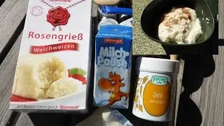 Grie&szlig;brei mit Zimt&Zucker im Feldflaschenbecher
