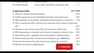 Introduction to Applied Biology l Major-2 l Semester-1l Model Question Paper with Answers l