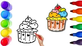 How To Draw cute Cake Drawing, Painting & Coloring For Kids and Toddlers_ Child Art 🐋🌈🎨