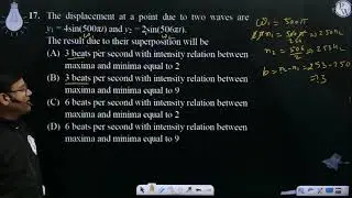 The displacement at a point due to two waves are y1 = 4sin(500&pi;t) and y2 = 2sin(506&pi;t). Th....