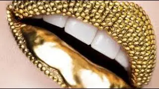 Lip art using gold pigment and studs # best ever lip art #trendy