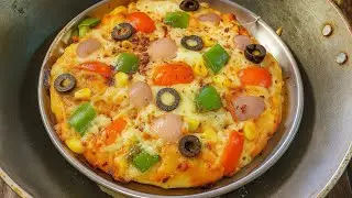 Easiest Kadhai Pizza Without Yeast & Oven | Ready in Minutes! | Instant Kadhai Pizza | ASMR COOKING 