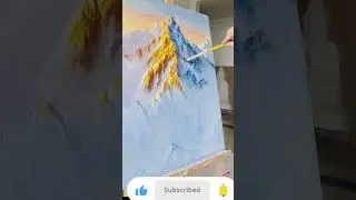 snow mountain scenery || scenery painting || haider art academy || #snow #shorts #mountainview #art