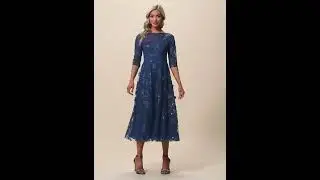 Cocktail Dresses -  A-Line Scoop Neck Tea-Length Chiffon Lace With Sequins