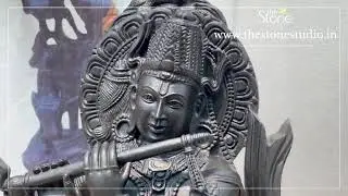 Black stone Lord Krishna Statue 4.5ft, www.thestonestudio.in