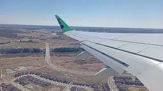 Kitchener-Waterloo Airport takeoff.  Flair Airlines Boeing 737 Max 8.