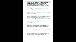 Property Law Chapter 1 Exam Questions and Answers Latest Update 2024