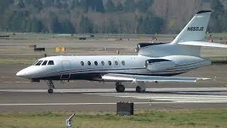 Dassault Falcon 50 [N650JS] Takeoff Portland Airport (PDX)