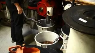 Coffee beans sucked to the silo