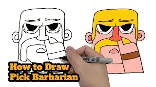 How to draw Clash Royale Emote Emoji | Pick Barbarian