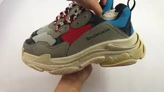 Dope Kicks | Unboxing Review UA Balenciaga Triple S Grey Blue Red