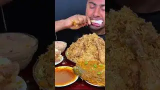 DELICIOUS Indian Food Mukbang Eating Chicken Biriyani Beef Curry and Fish Curry with Rice