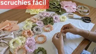 Fa&ccedil;o 30 por dia e vendo todos,f&aacute;cil de fazer #artesanato #tutorial #scruchies #xuxinha #retalhos 