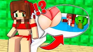 MAIZEN : JJ TINY HIDE INSIDE GIRL TOILET in VILLAGE!? - Minecraft Animation JJ & Mikey