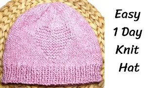 How to Knit Easy Hat with Heart Pattern For Beginners