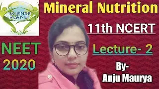 Quick NCERT Revision(NEET 2020)  Mineral Nutrition Lecture- 2 By-Anju Maurya